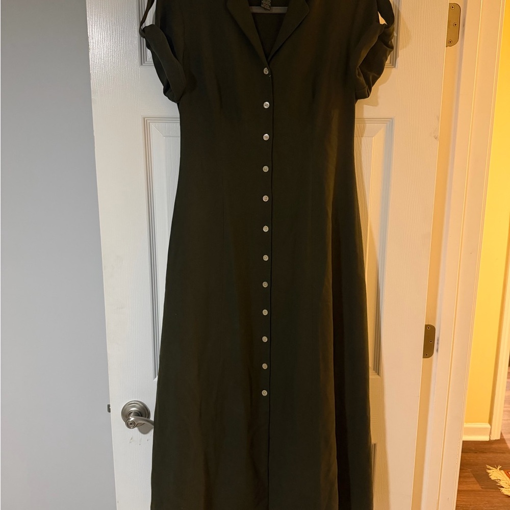 Lauren Ralph Lauren Olive Green Button-Down Dress